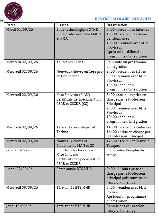 programme rentree 1